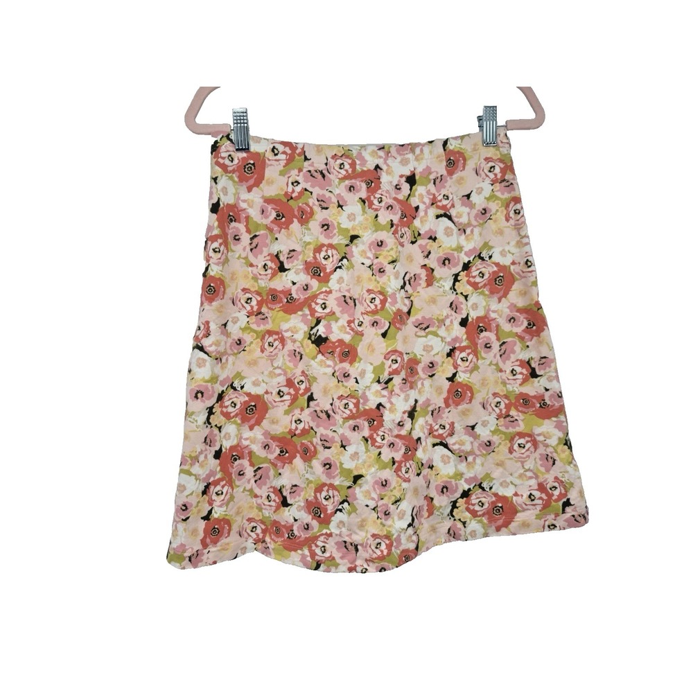 XS J Jill Skirt Stretch Knit Pink Green Floral cottagecore fairycore festival